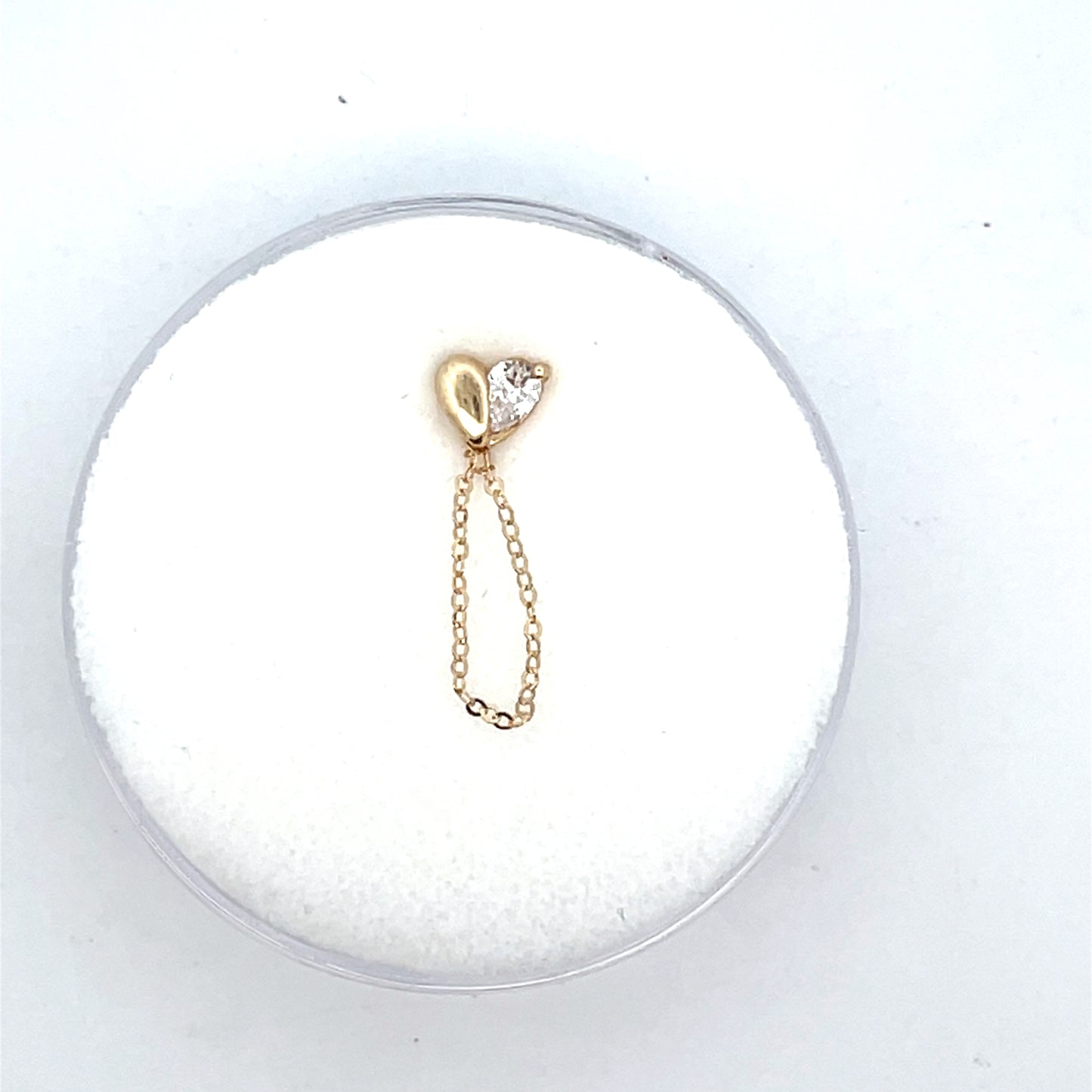 14K SINGLE PIERCING HEART SOLID AND CZ CHAIN