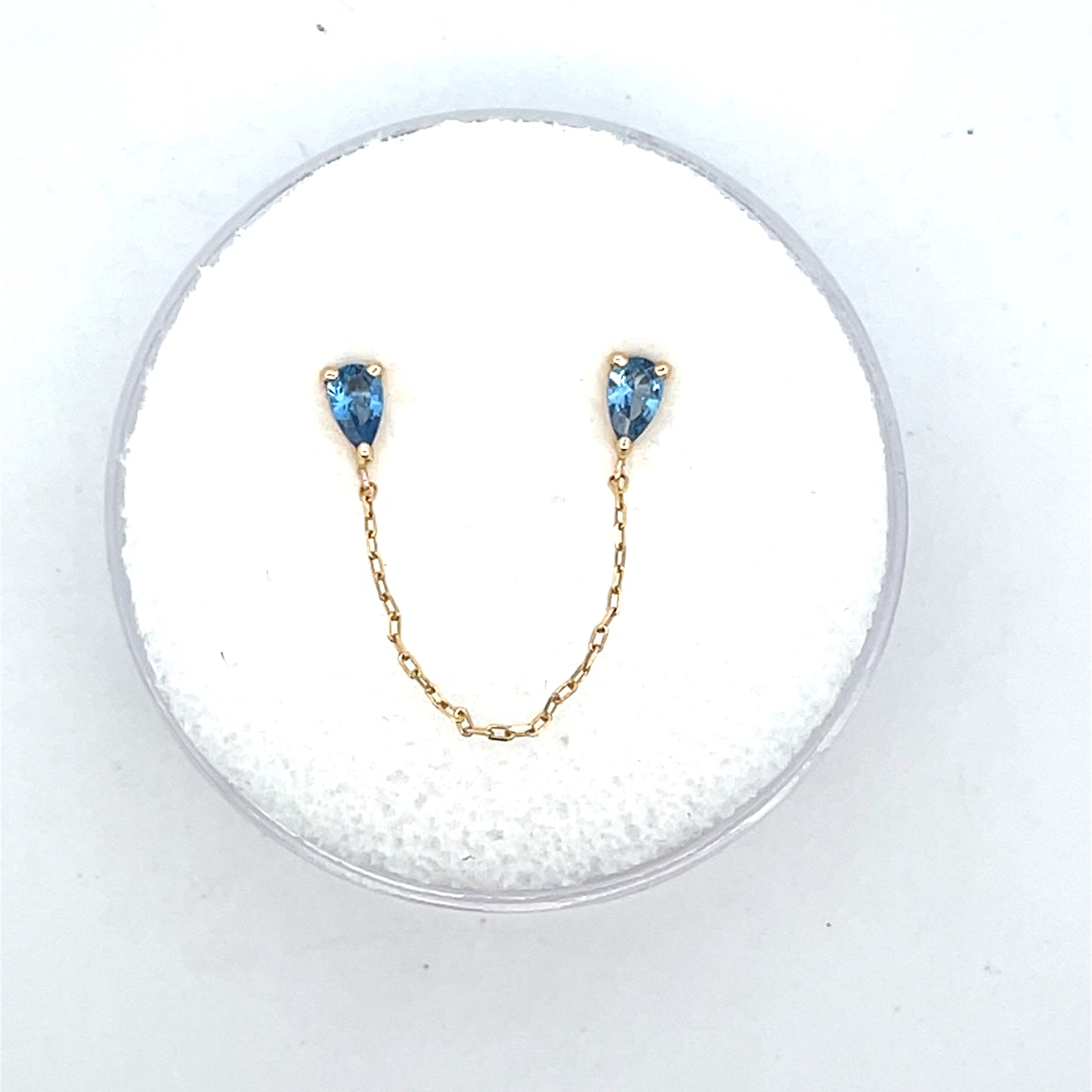 14K SINGLE PIERCING BLUE PEAR CHAIN CONNECTOR