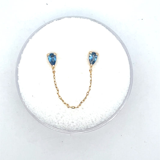 14K SINGLE PIERCING BLUE PEAR CHAIN CONNECTOR