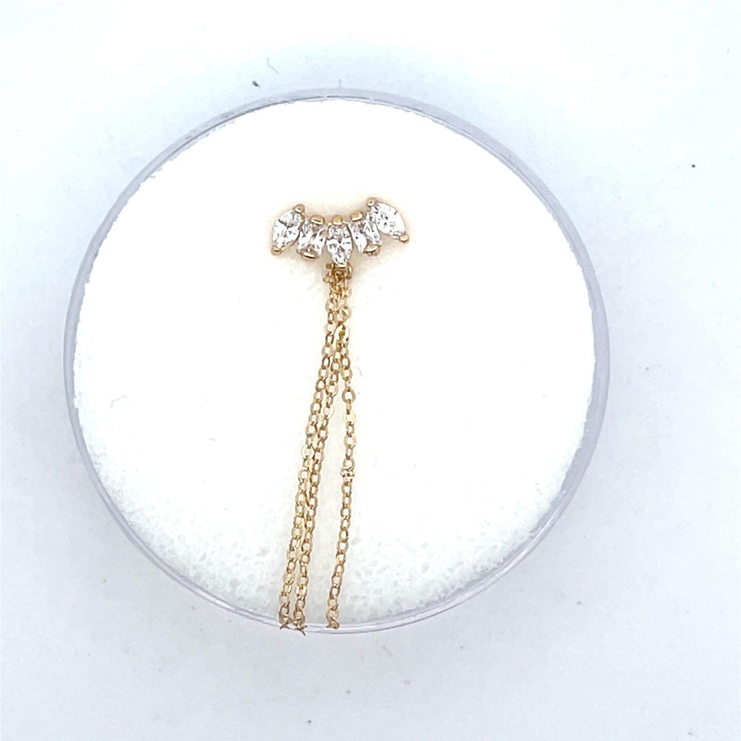 14K SINGLE PIERCING 5CZ AND CHAINS
