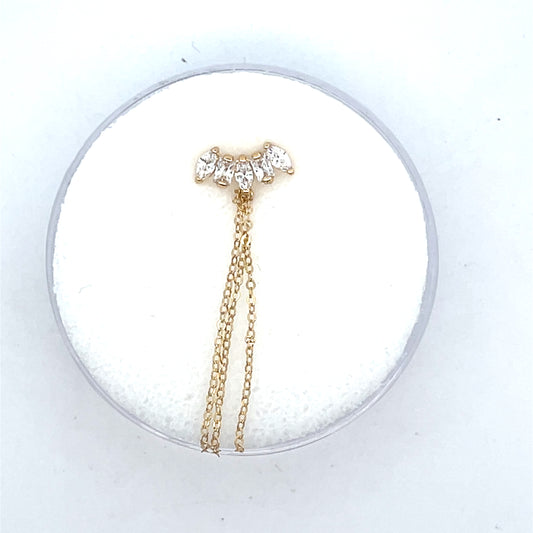 14K SINGLE PIERCING 5CZ AND CHAINS