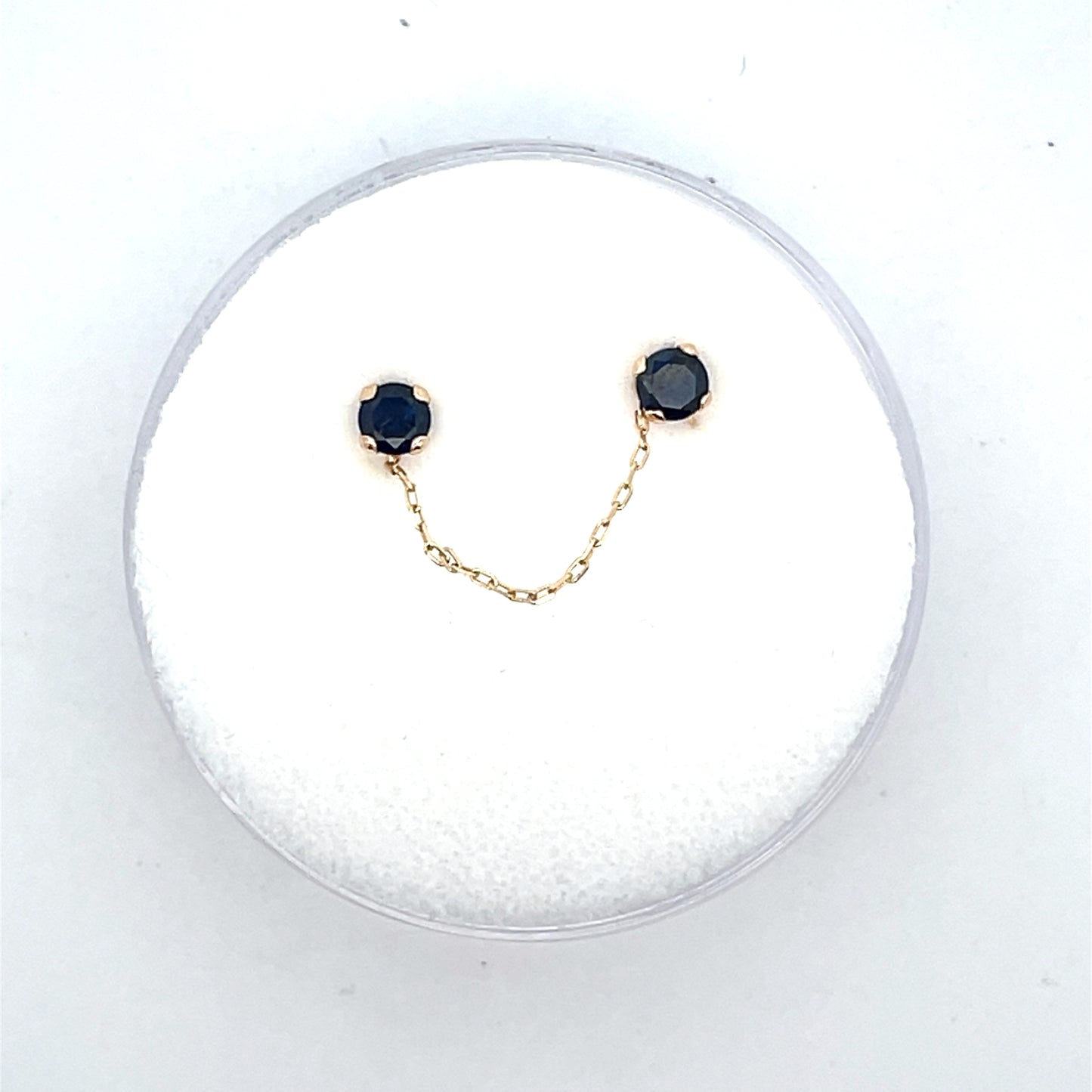 14K SINGLE PIERCING 2 BLUE SOLITAIRE CONNECTOR
