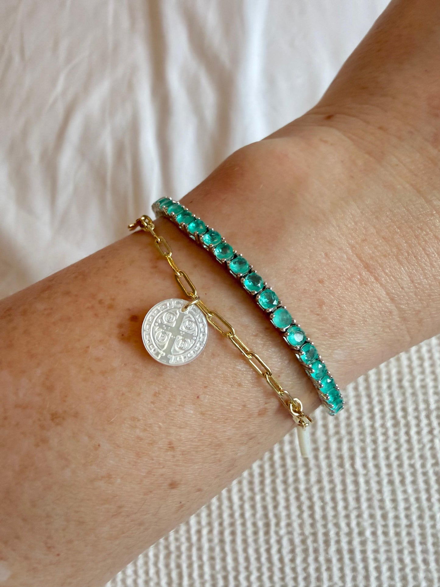 LAB CREATED TENNIS BRACELET PARAIBA 7"