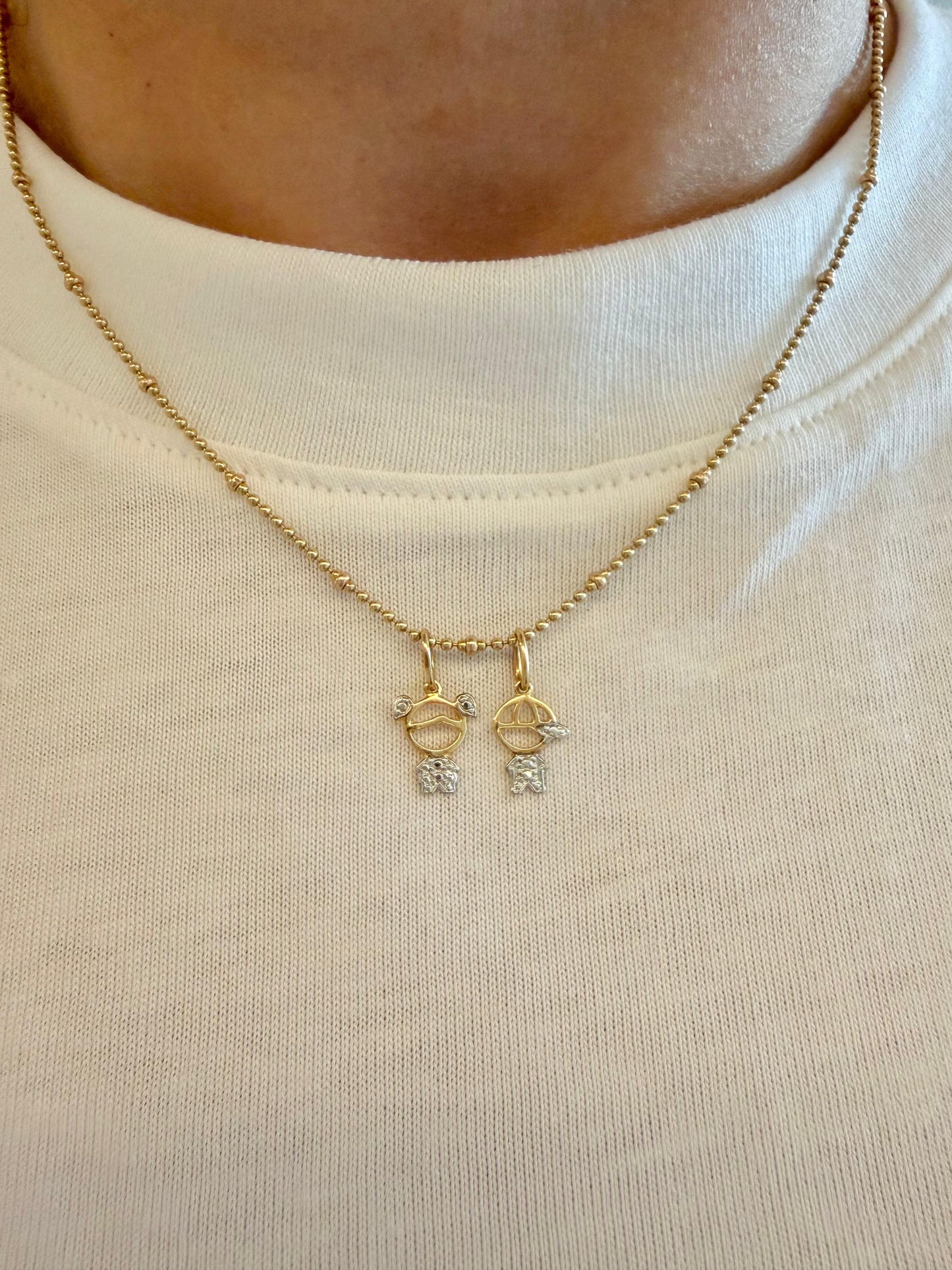 18K YG MINI BOY WITH CZ CHARM