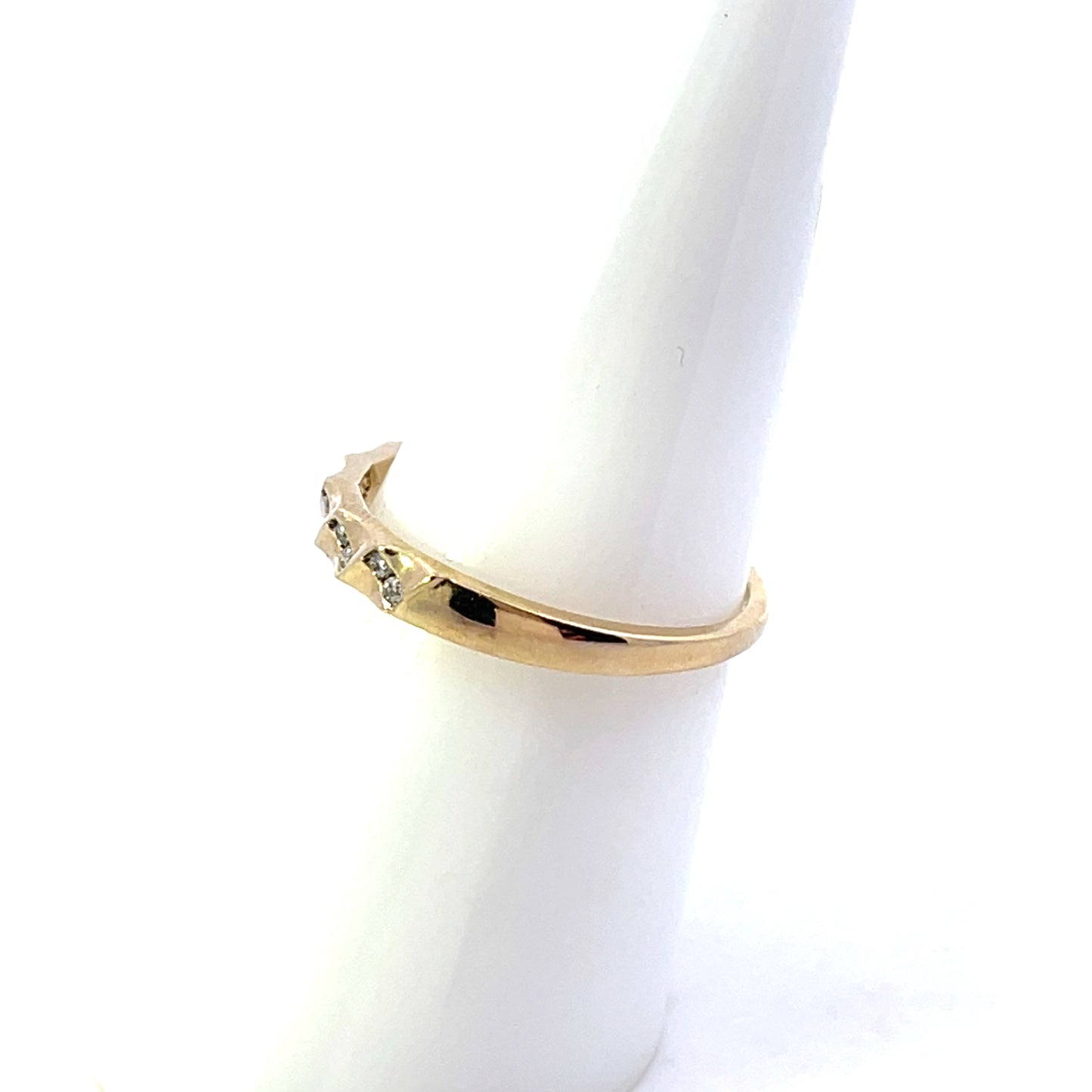 10K YG D-0.10CTW ZIGZAG WAVY DIAMOND RING