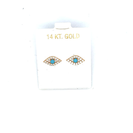 14K EVIL EYE STUDS