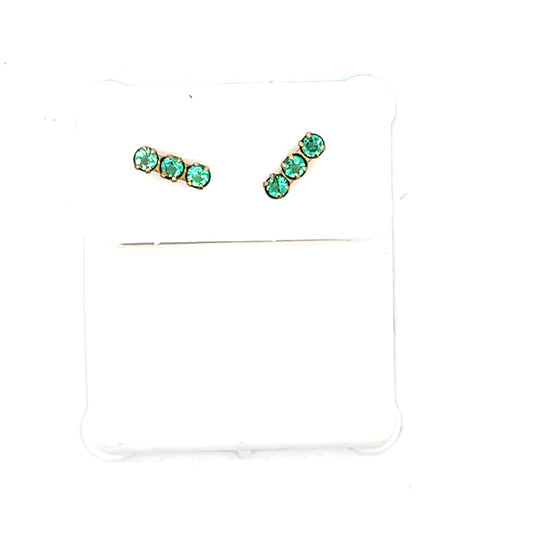 10K LAB THREE STONE STUDS