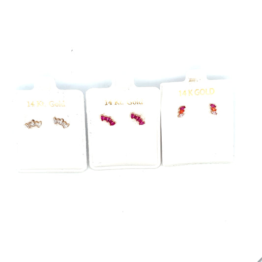 14K 5 MULTISTONE SHAPE STUDS