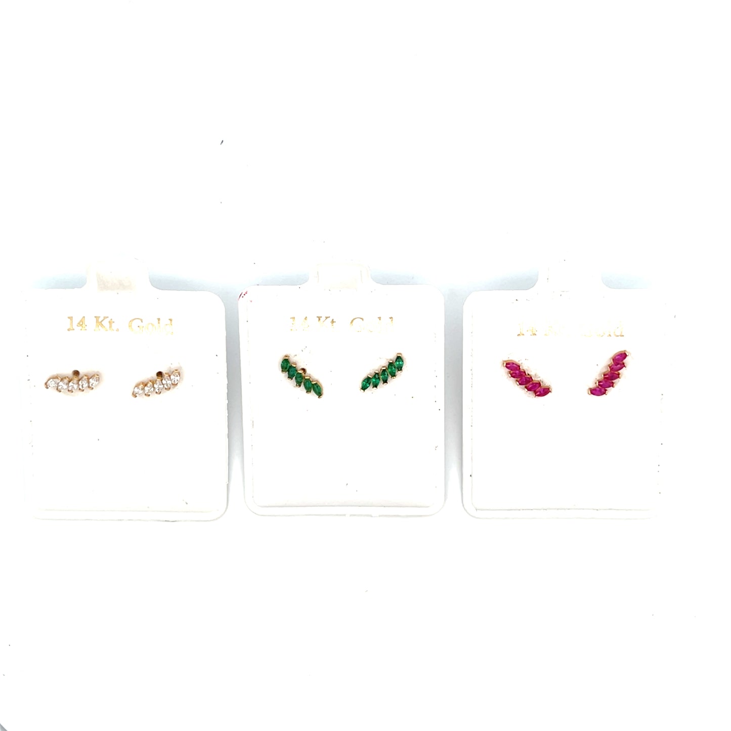 14K 5 STONE MARQUISE STUDS