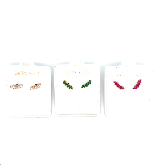 14K 5 STONE MARQUISE STUDS