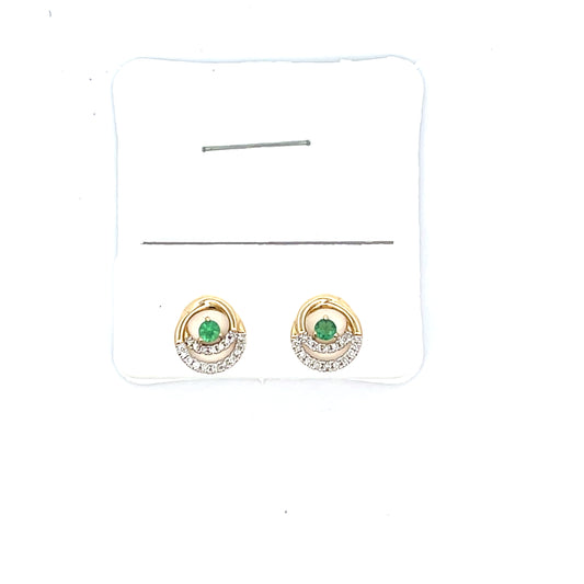 EMERALD SWIRL DIAMOND STUDS WITH EMERALDS