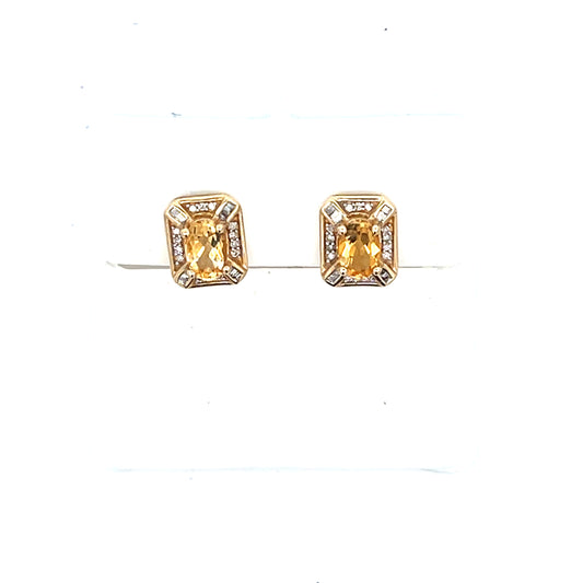 10K YG CITRINE WITH NATURAL DIAMONDS