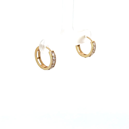14K YG HOOPS WITH BAGUETTE DIAMONDS