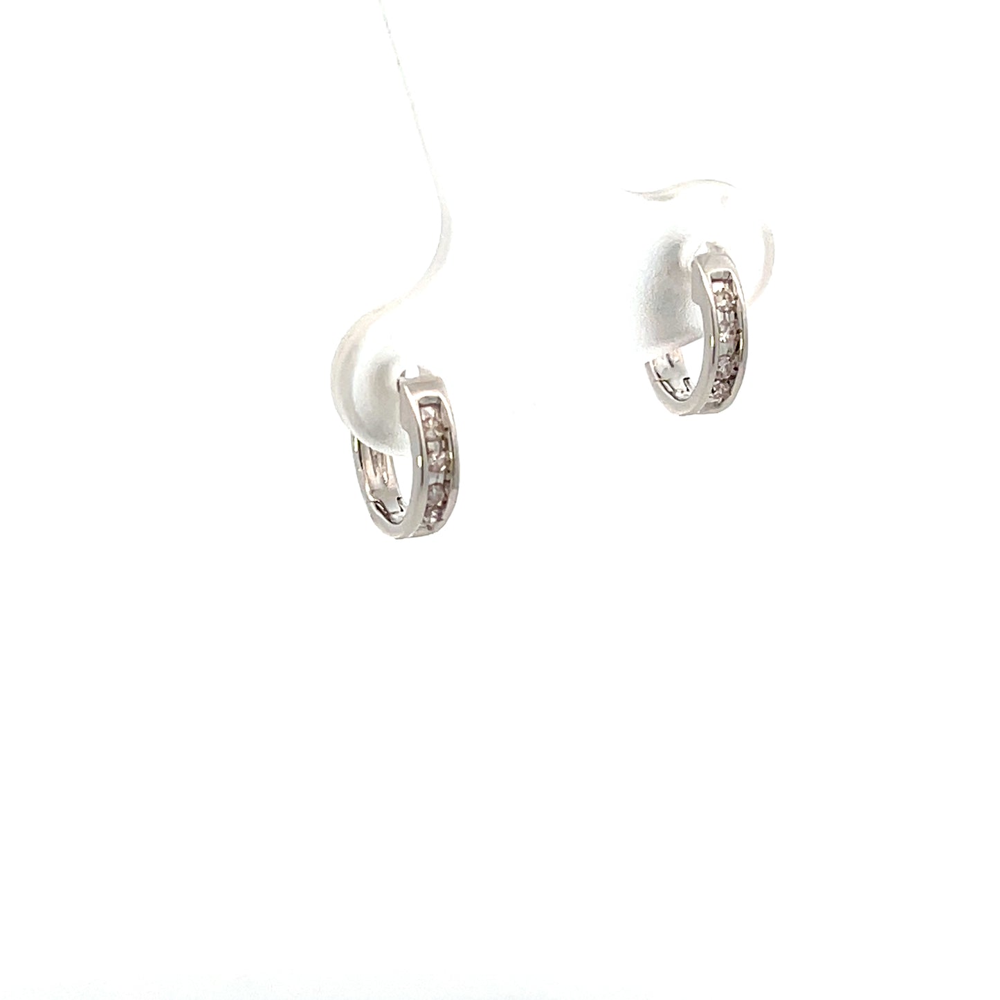 14K WG MINI HOOPS WITH BEZEL