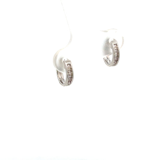 14K WG MINI HOOPS WITH BEZEL