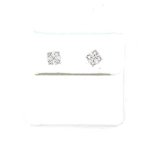 10K WG ROUND FLOWER STUDS WITH DIAMONDS