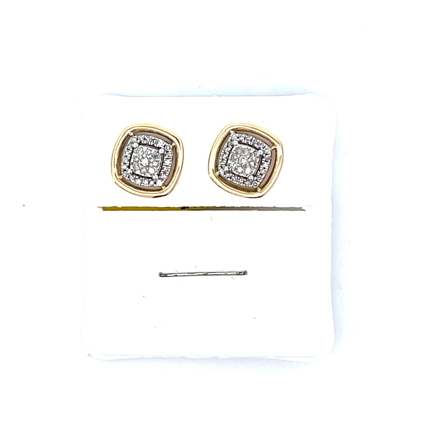 10K YG SQUARE DIAMOND STUDS WITH SOLID OUTLINE