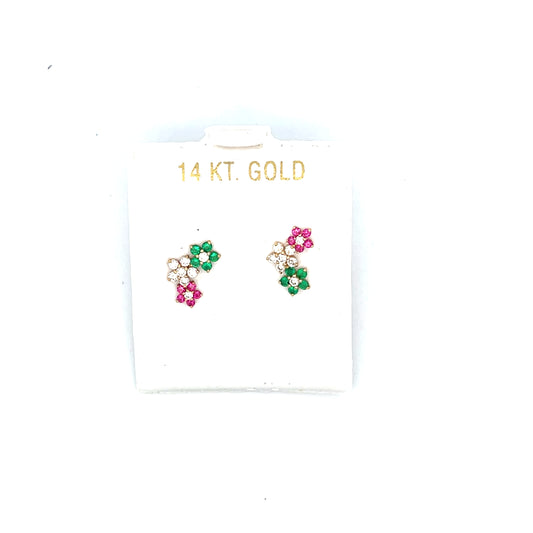 MULTICOLOR THREE FLOWER STUDS