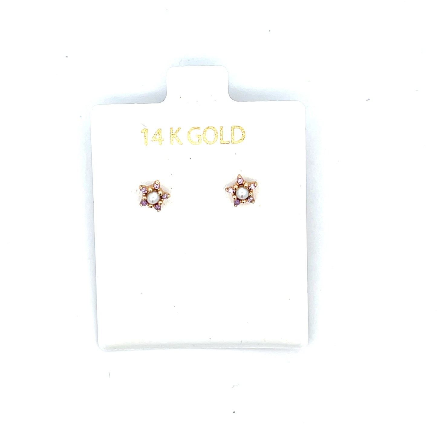 PURPLE FLOWER STUDS WITH PEARL