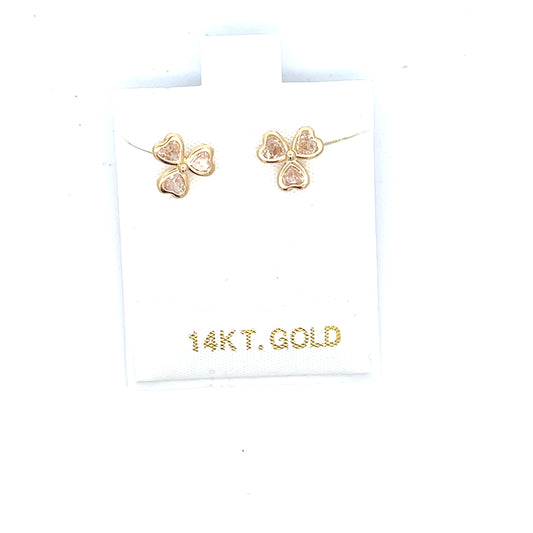 CLOVER HEART CZ STUDS