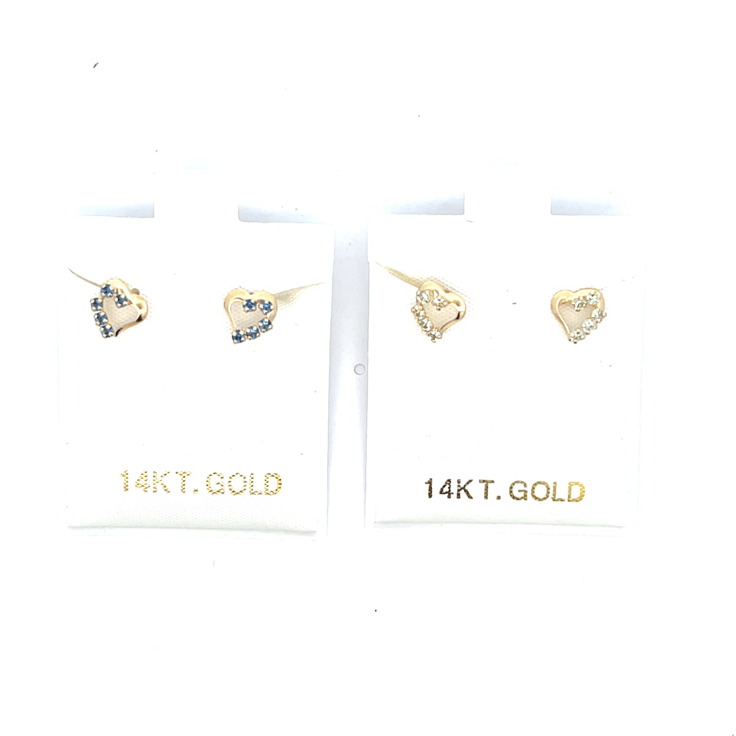 14K HEART STUDS WITH CLEAR CZ