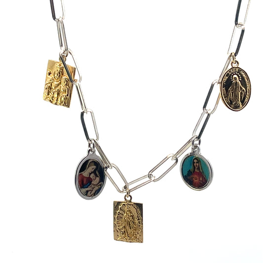 CLIP CHAIN WITH RELIGIOUS CHARMS