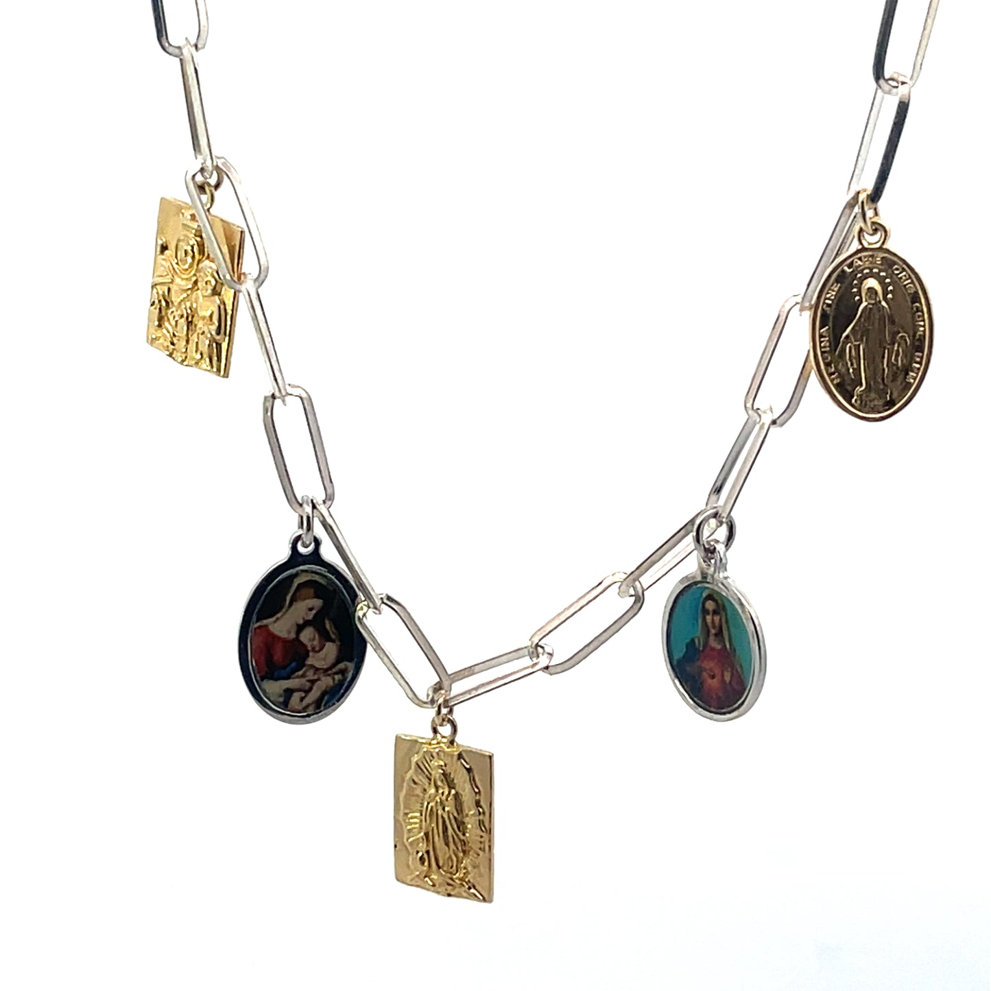 CLIP CHAIN WITH RELIGIOUS CHARMS