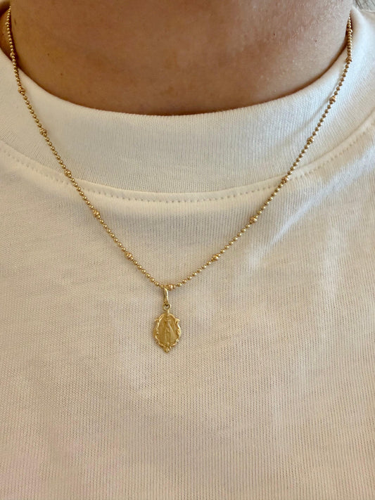 18K YG SOLID VIRGIN GUADALUPE MINI CHARM
