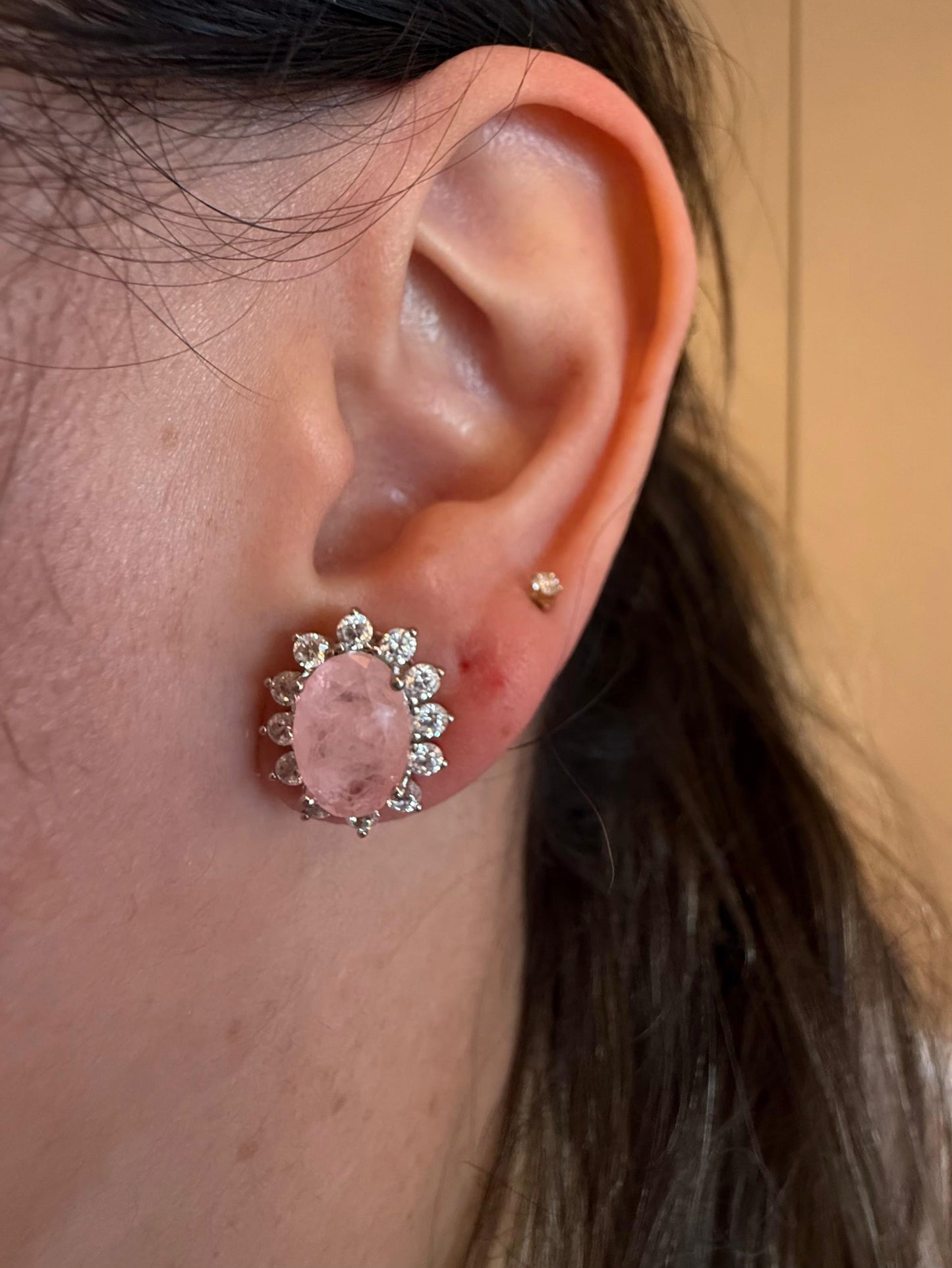 LAB CREATED PINK PARAIBA VINTAGE CZ SET EARRINGS AND RING #7