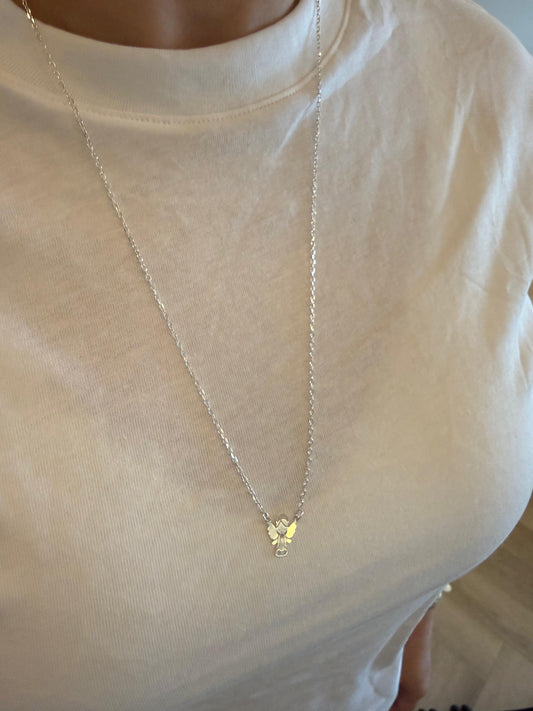 RECTANGLE ANGEL SILVER SCAPULARY NECKLACE ""