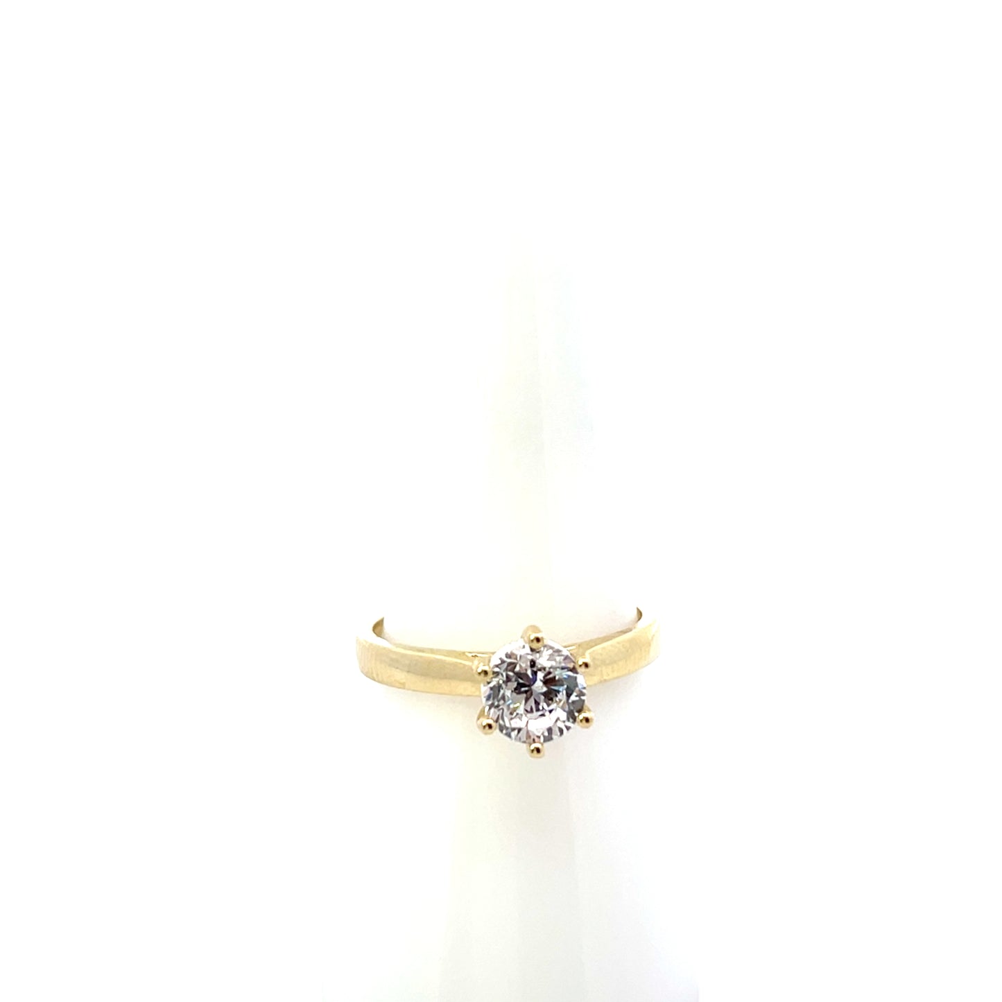 10K YG ENGAGEMENT RING WITH CZ ROUND SOLITAIRE