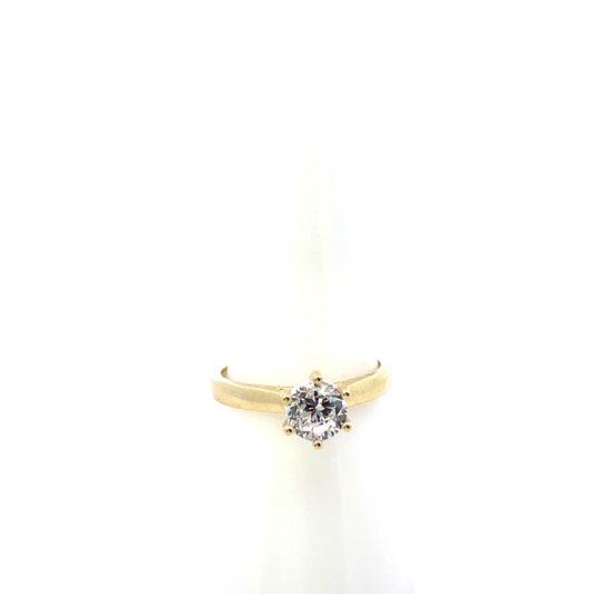 10K YG ENGAGEMENT RING WITH CZ ROUND SOLITAIRE