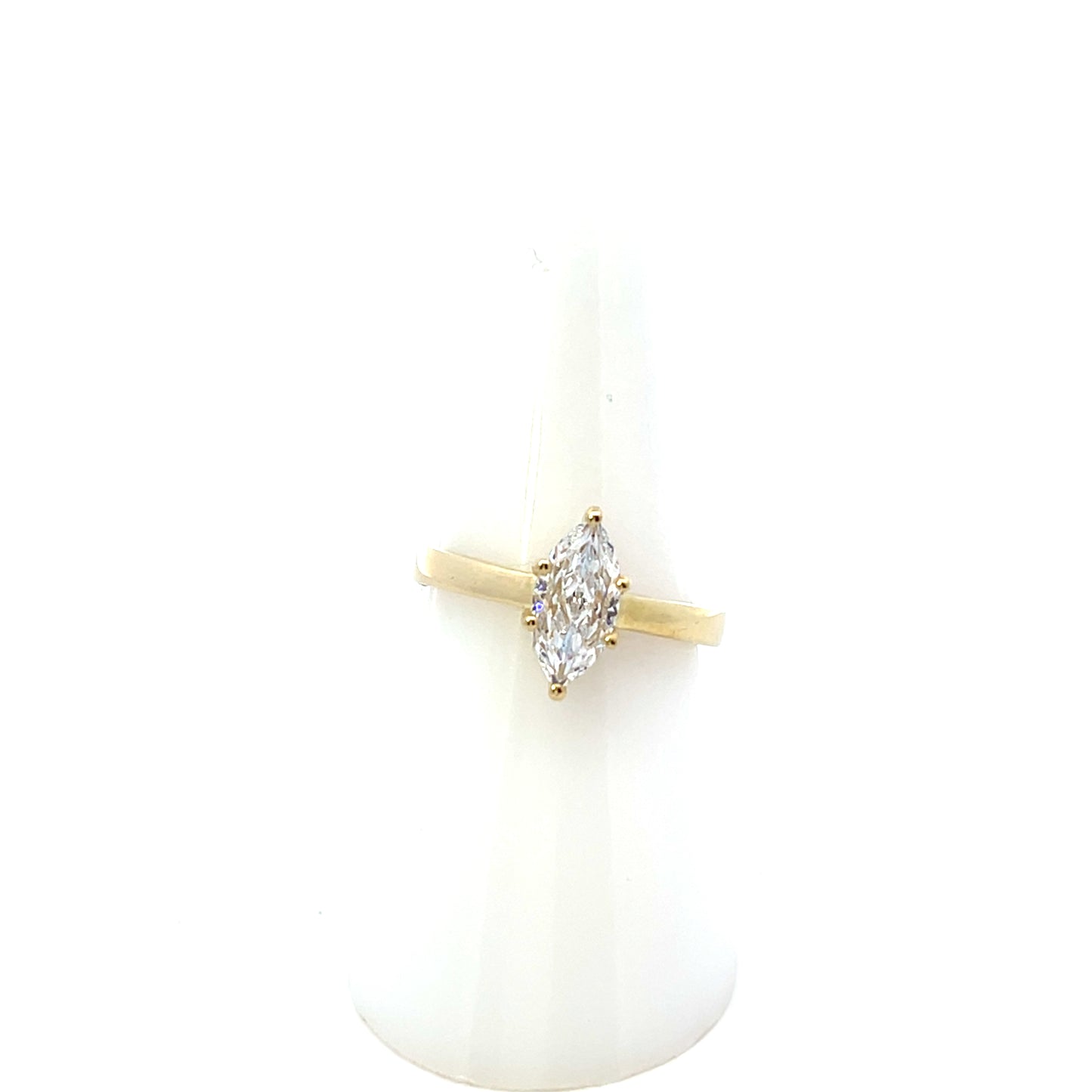 10K YG ENGAGEMENT RING WITH CZ MARQUISE SOLITAIRE