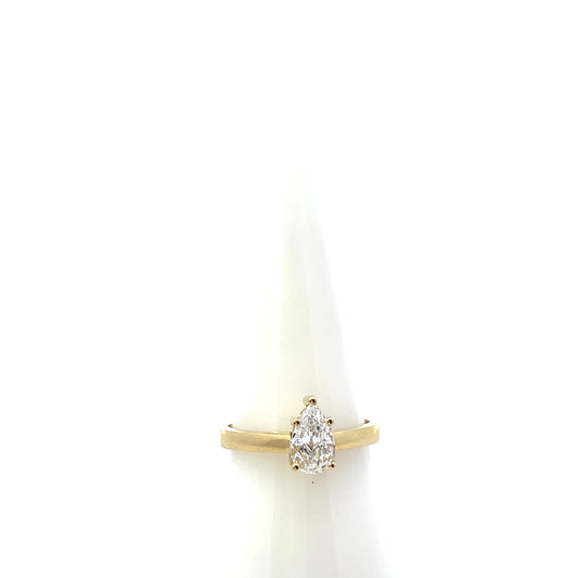 10K YG ENGAGEMENT RING WITH CZ PEAR SOLITAIRE