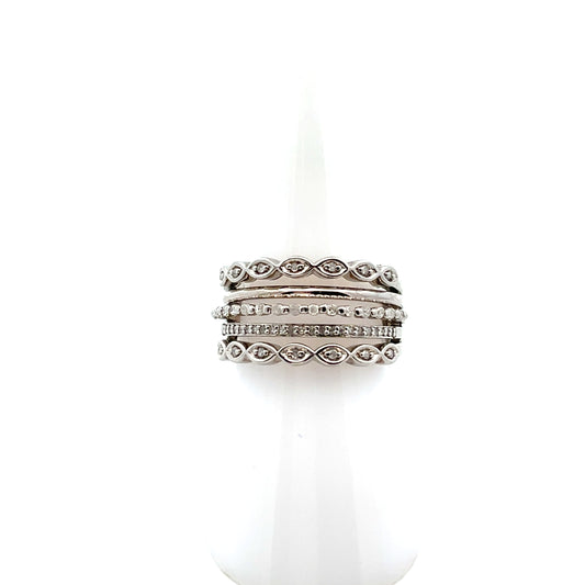 5 ROW MULTI TEXTURE DIAMOND RING