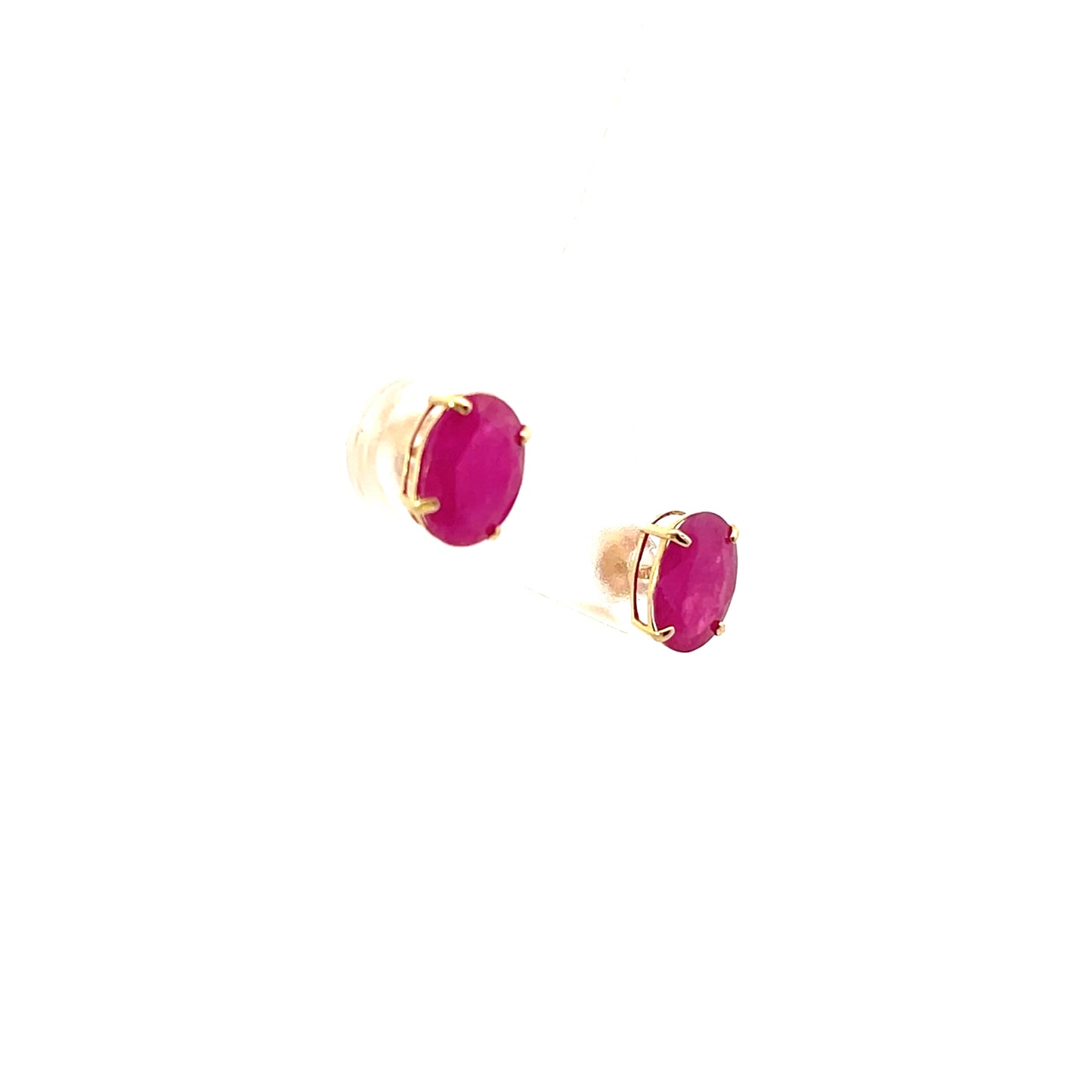 14K YG OVAL RUBY STUDS 8X6MM