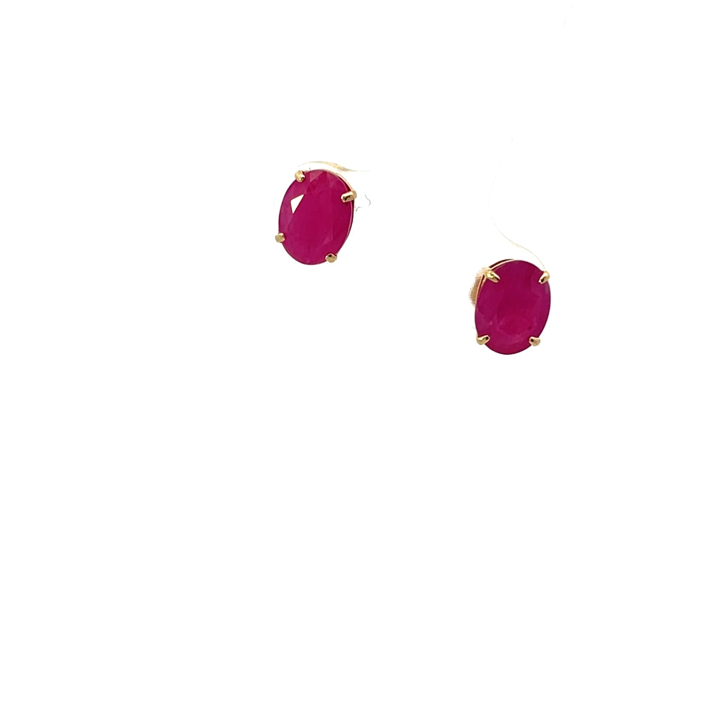 14K YG OVAL RUBY STUDS 8X6MM