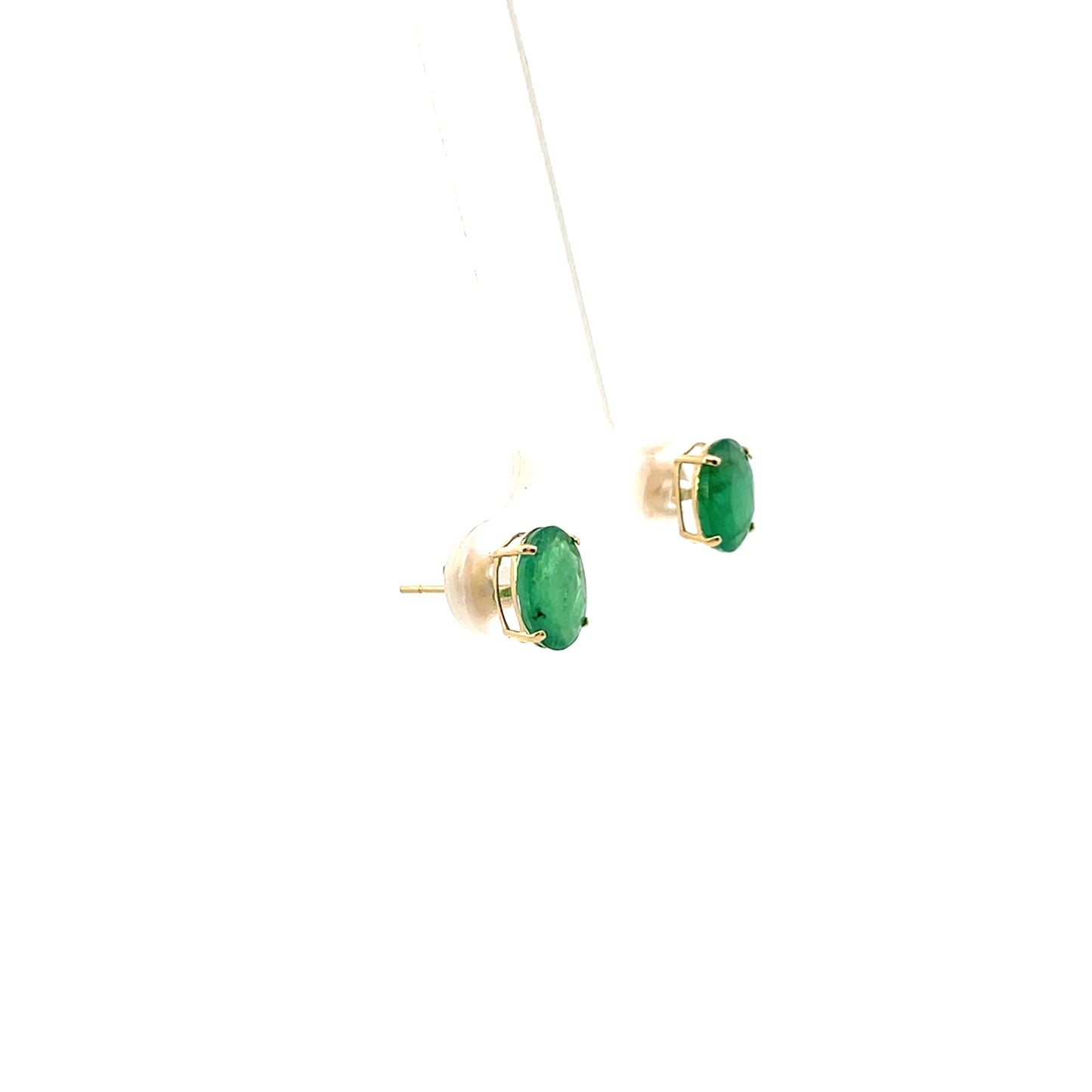 14K YG OVAL EMERALD STUDS 8X6MM