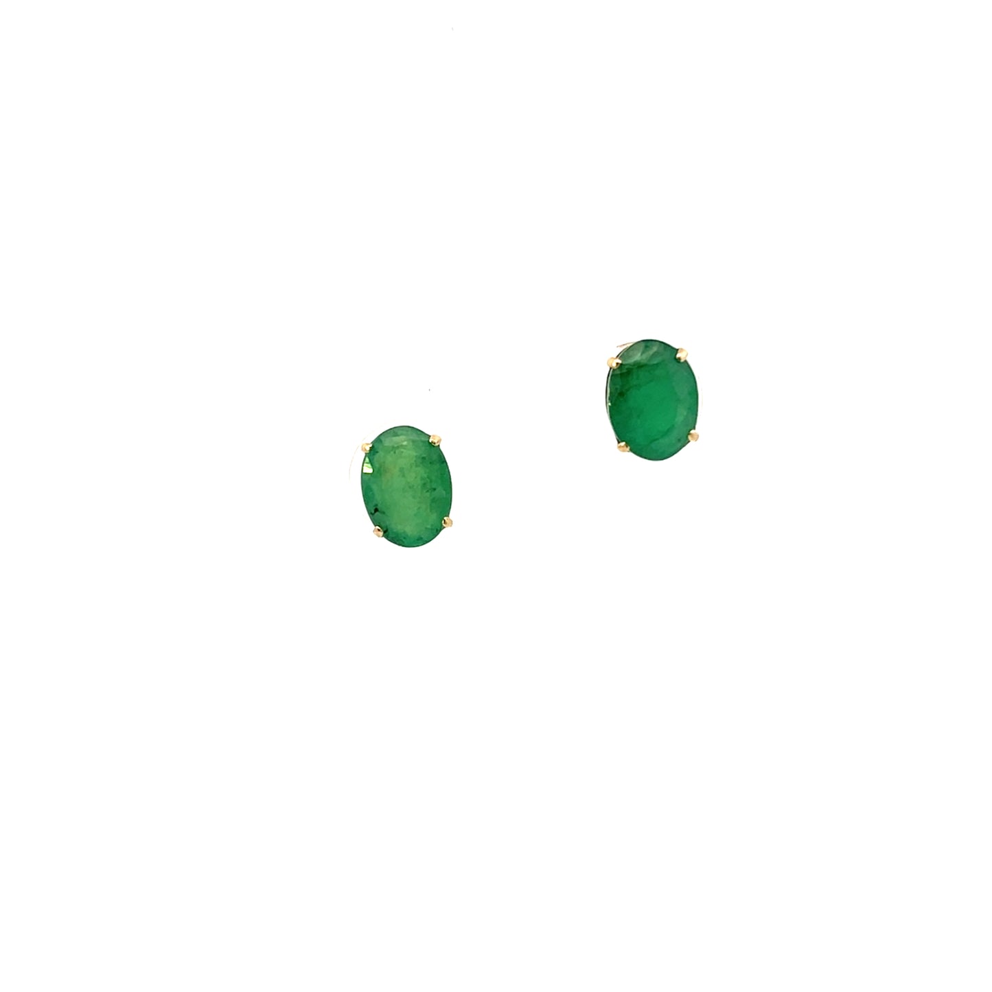 14K YG OVAL EMERALD STUDS 8X6MM