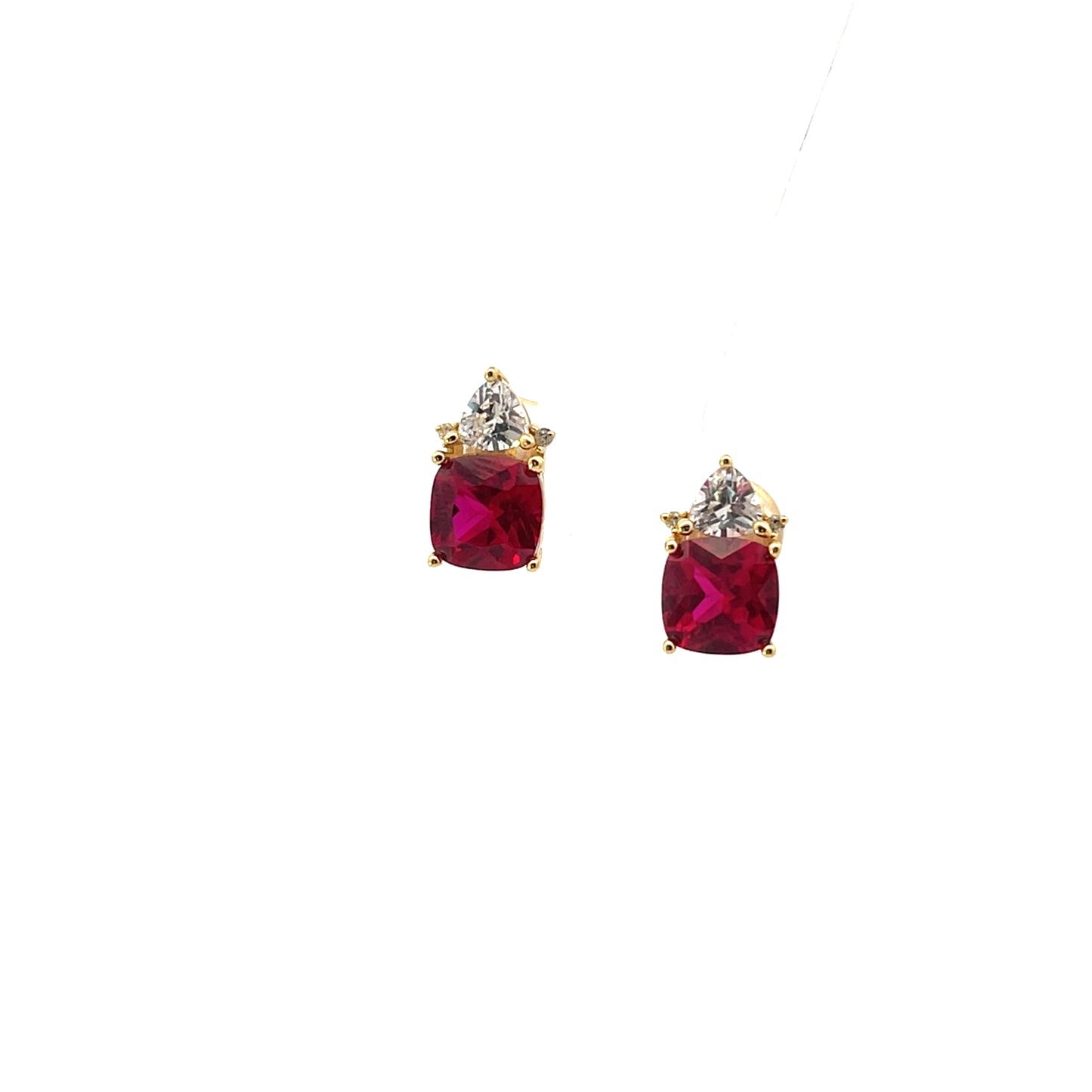 CUSHION AND PEAR EARRINGS WHITE RED