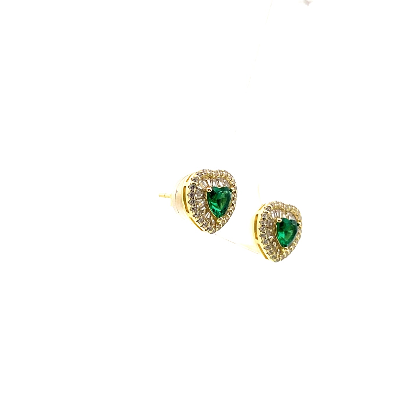 HEART STUDS WITH HALO GREEN