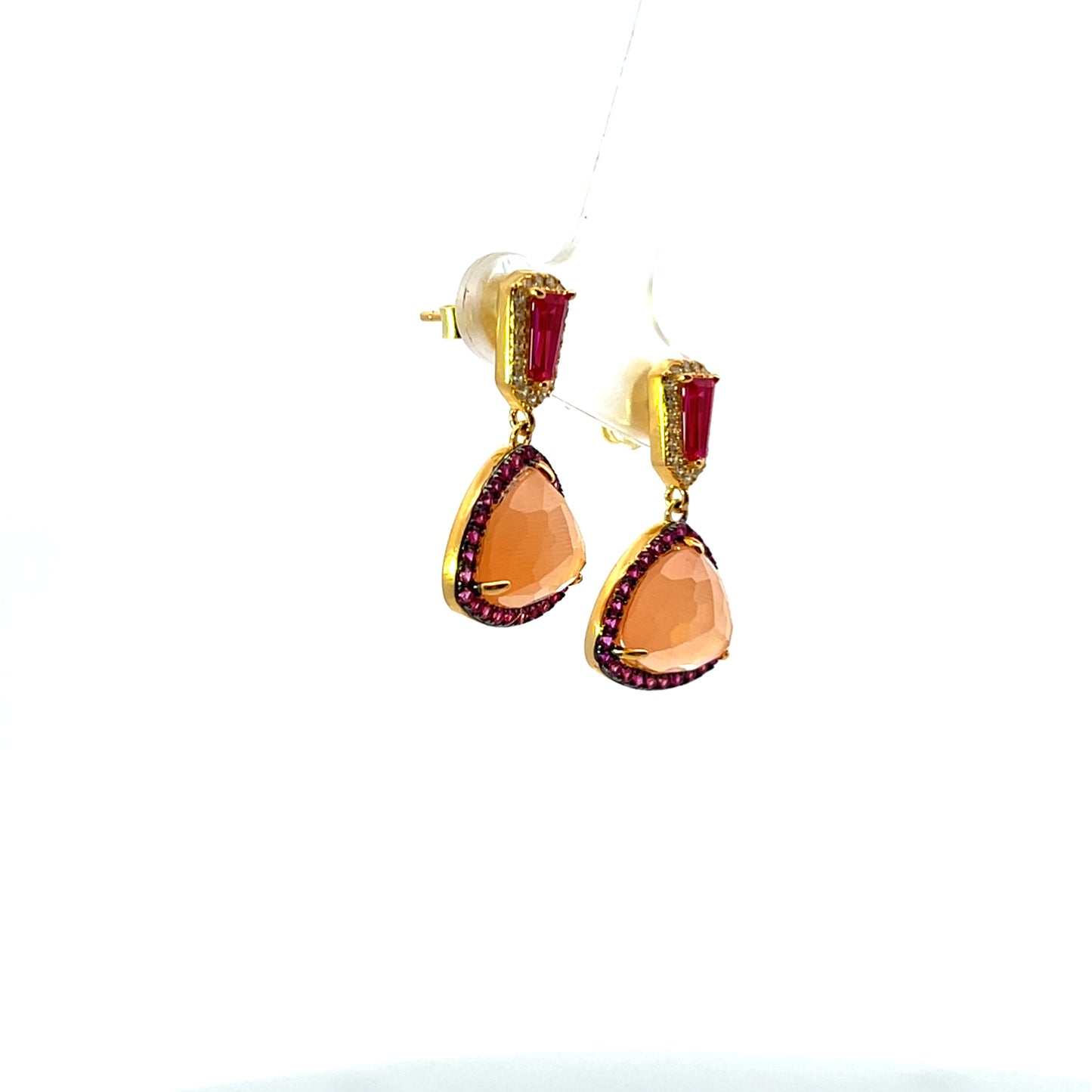 TRIANGLE PENDANT EARRINGS ORANGE