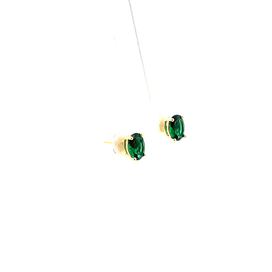 OVAL SOLITAIRE STUDS GREEN SGP