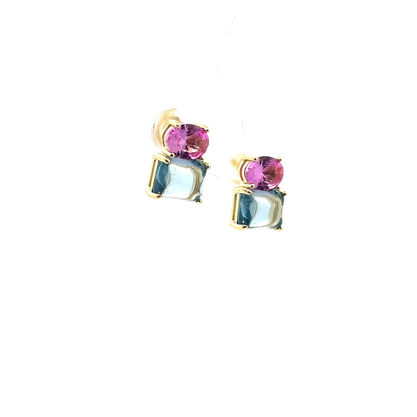OVAL AND PRINCESS CUT PINK BLUE SGP EARRINGS