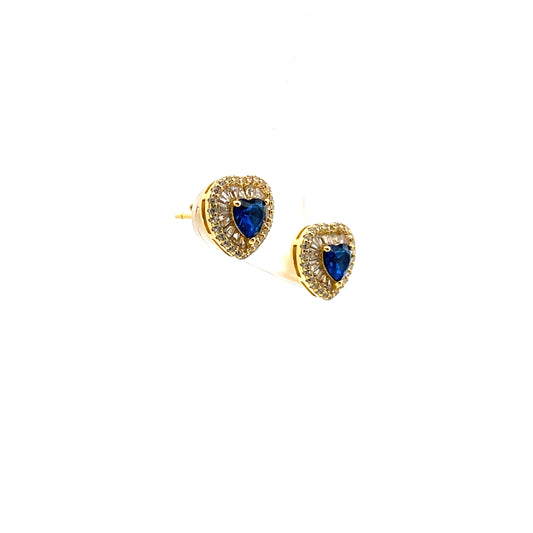 HEART STUDS WITH HALO BLUE