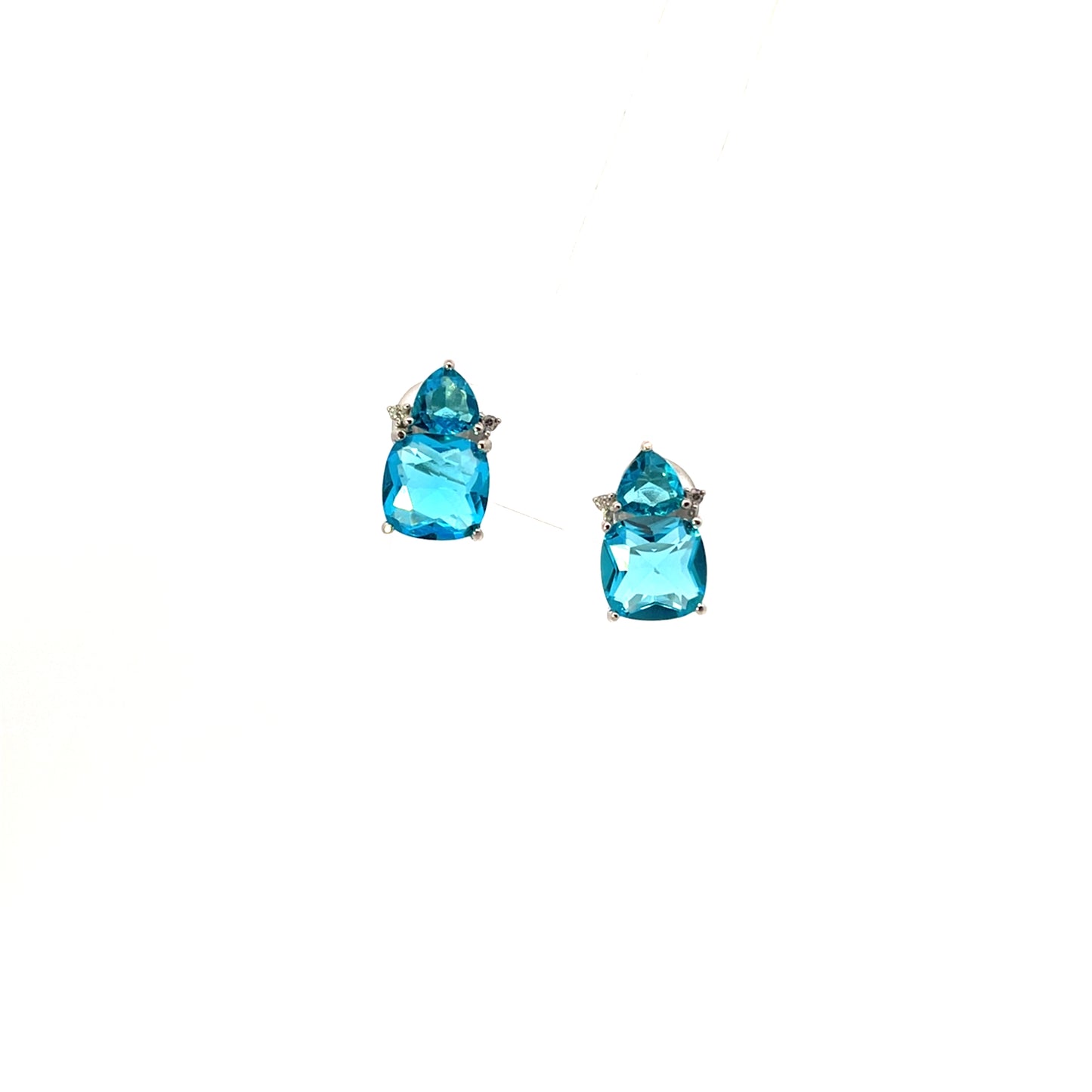 CUSHION AND PEAR EARRINGS BLUE BLUE