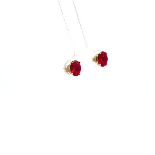 OVAL SOLITAIRE STUDS RED SGP