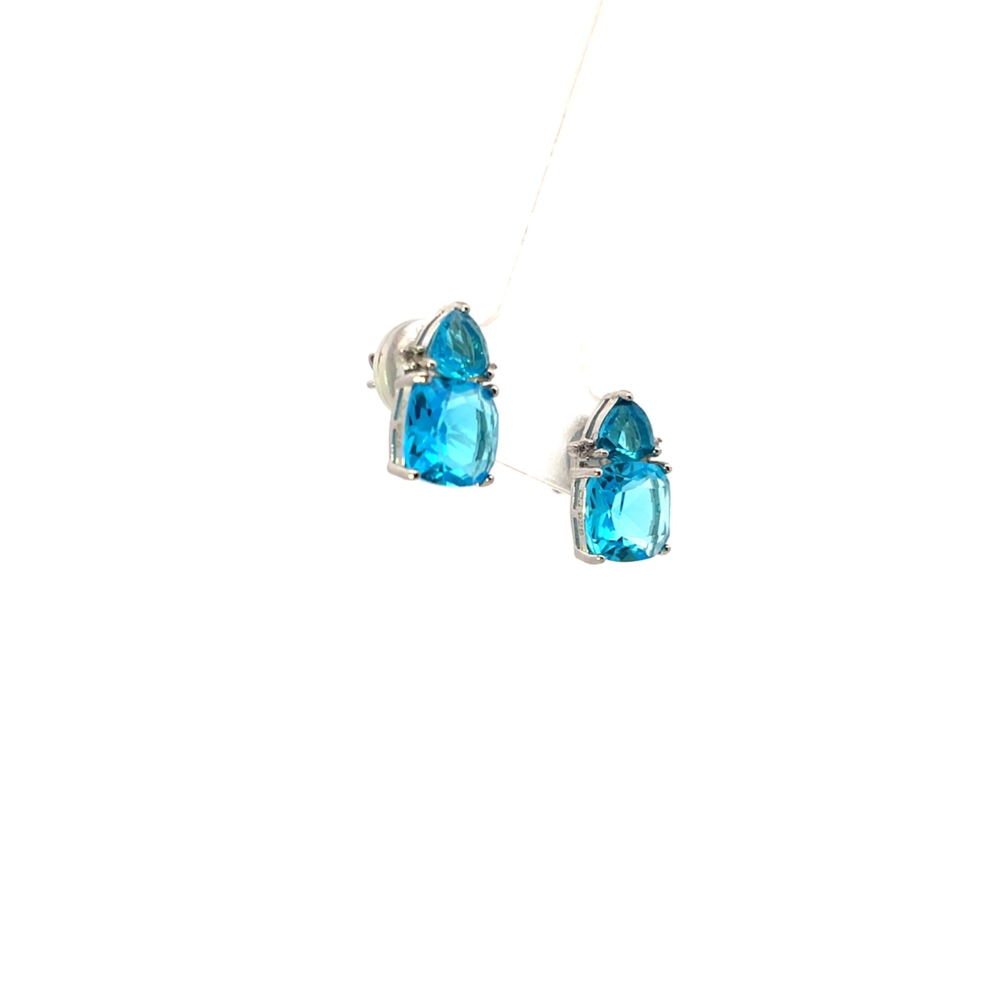 CUSHION AND PEAR EARRINGS BLUE BLUE