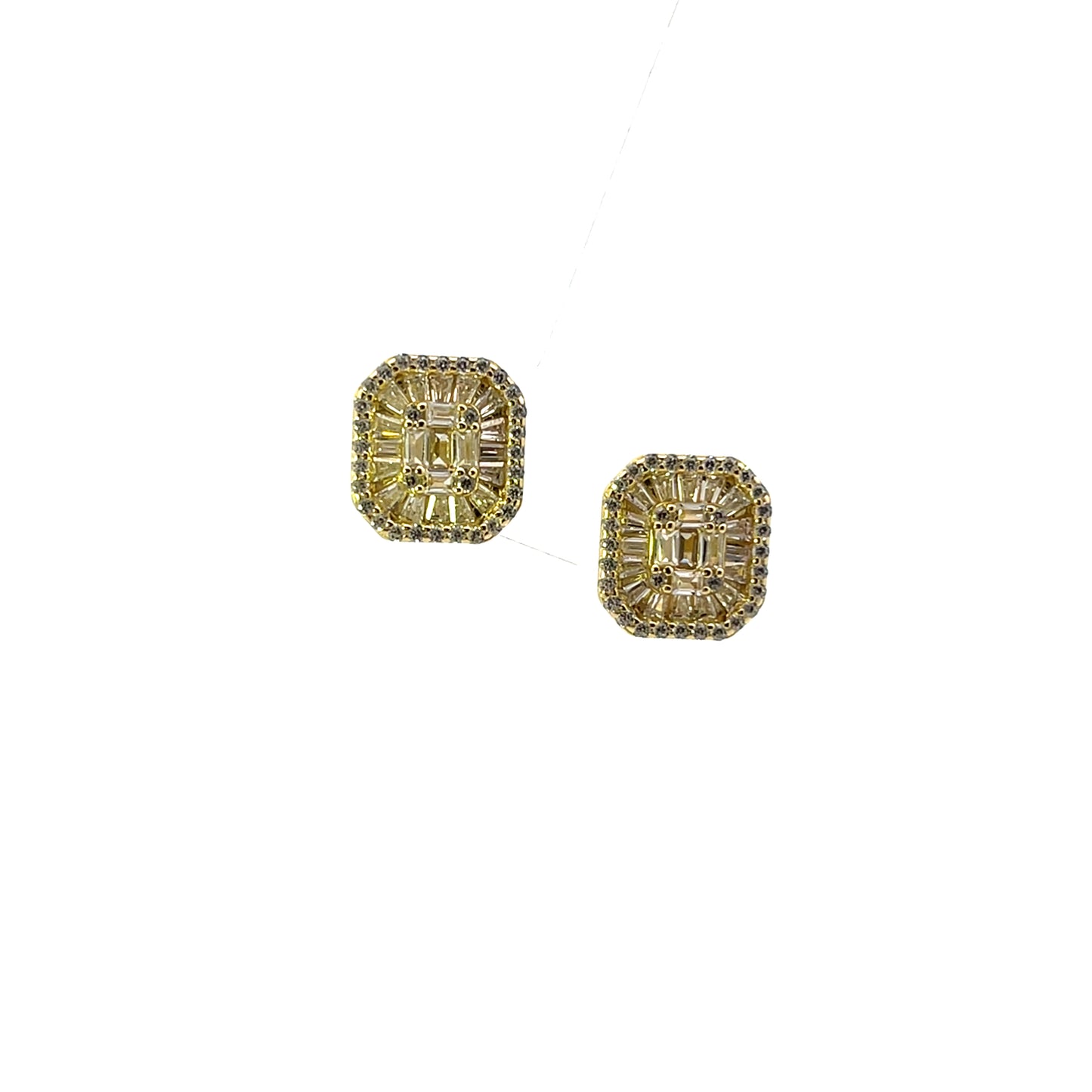 HEXAGONAL FULL CZ STUDS CLEAR SGP EARRINGS
