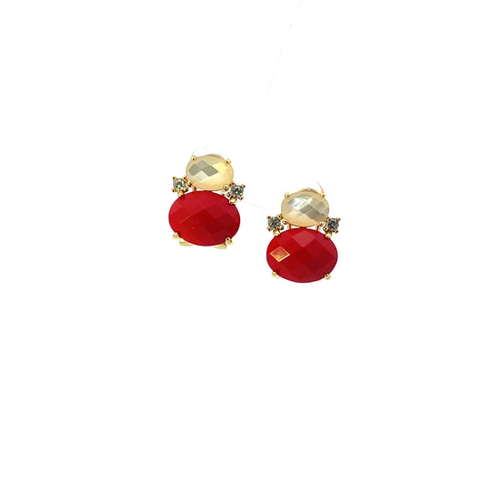 OVAL RED AND WHITE EARRINGS OMEGA